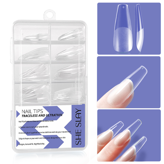 SheSlay Gel X Nail Tips – Pre-Shaped Soft Gel Nail Extensions | Medium to Short Length | DIY Salon-Quality Nails at Home | Includes Nail Glue, Remover, Buffer & File - SHESLAY