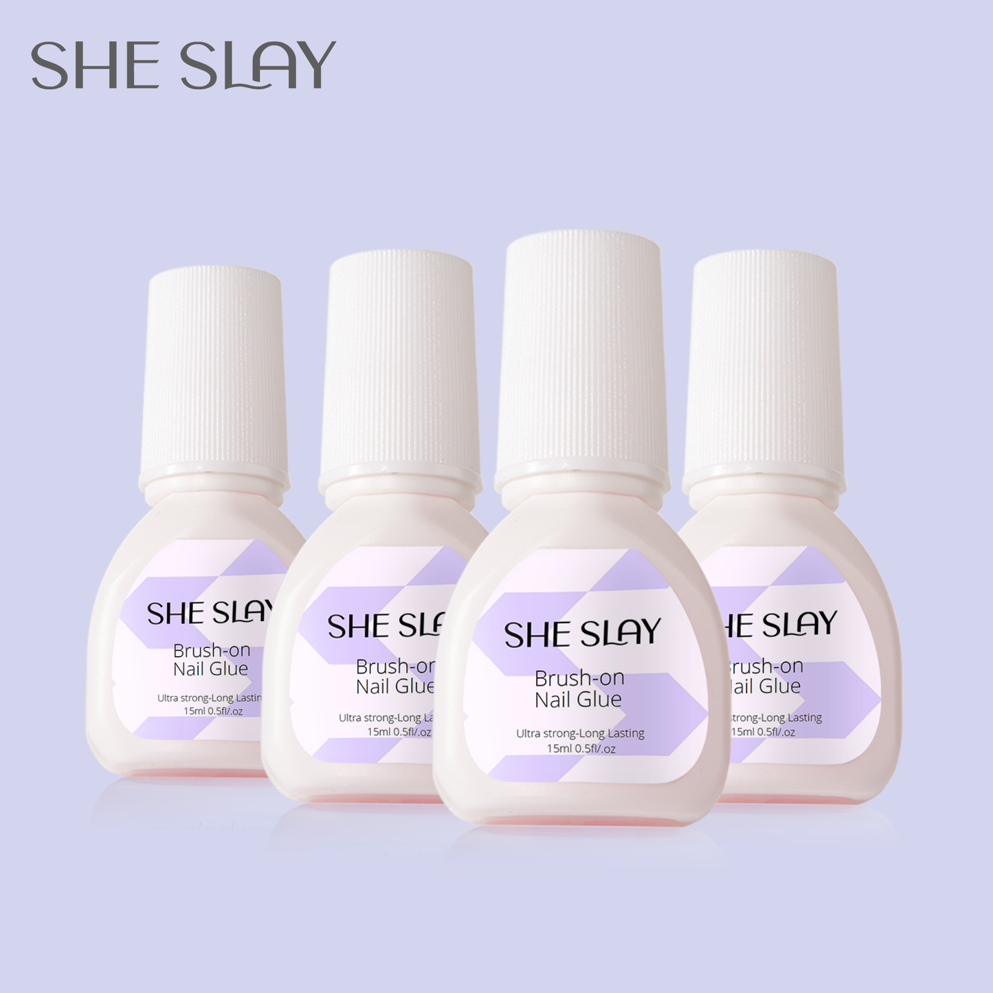 SheSlay Brush-On Nail Glue 15ml | Ultra-Strong Pink Gel | Fast-Drying & Long-Lasting | Glue Remover