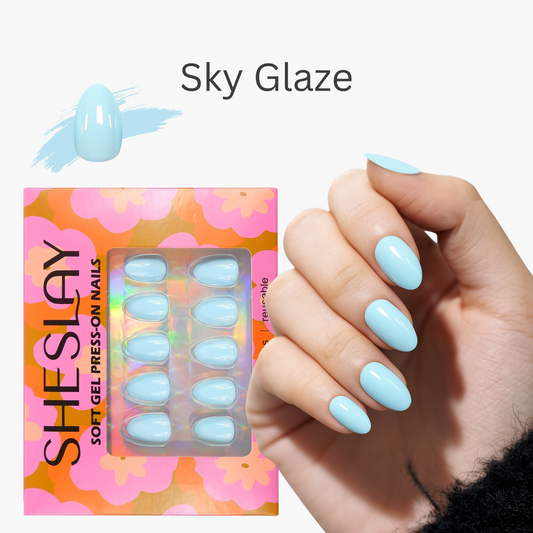 Sky Glaze-Almond-Soft Gel Press On Nail-30pcs