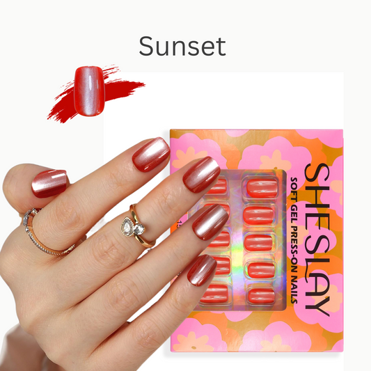 Sunset-Square-Soft Gel Press On Nail-30pcs