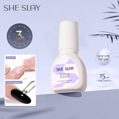sheslay Press-On Nails – Full Cover Glass Gel Style with Copeland Technology for 15-Minute Salon-Quality Application
