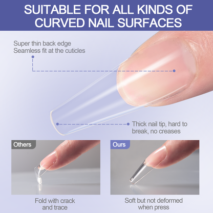 SheSlay Gel X Nail Tips – Pre-Shaped Soft Gel Nail Extensions | Medium to Short Length | DIY Salon-Quality Nails at Home | Includes Nail Glue, Remover, Buffer & File - SHESLAY