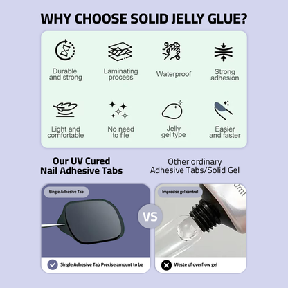 Sheslay Solid Jelly Nail Glue - Waterproof UV-Cured Adhesive Tabs for Strong, Comfortable Press-On Wear (1080x1080 PNG)