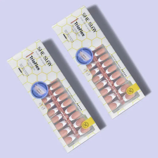 SheSlay Trio Flex Gel French Tip Nails | Pre-Colored Press-On Nail Extensions