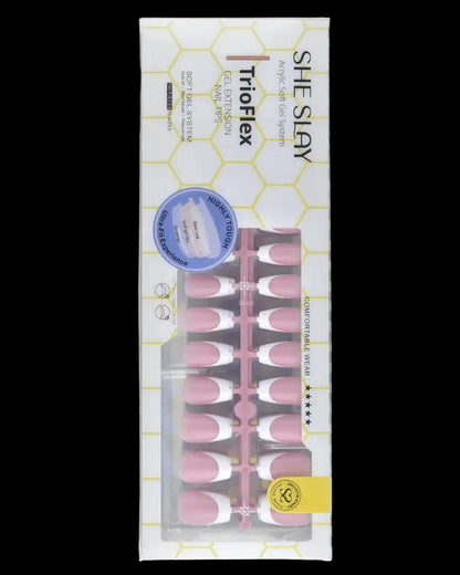 SheSlay Trio Flex Gel French Tip Nails | Pre-Colored Press-On Nail Extensions