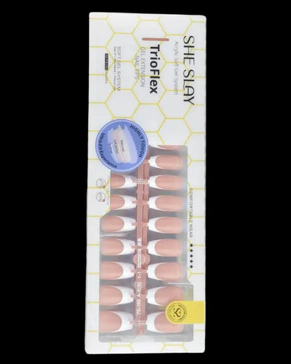 SheSlay Trio Flex Gel French Tip Nails | Pre-Colored Press-On Nail Extensions