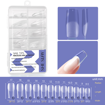 SheSlay Gel X Nail Tips – Pre-Shaped Soft Gel Nail Extensions | Medium to Short Length | DIY Salon-Quality Nails at Home | Includes Nail Glue, Remover, Buffer & File - SHESLAY