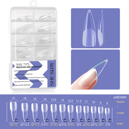 SheSlay Gel X Nail Tips – Pre-Shaped Soft Gel Nail Extensions | Medium to Short Length | DIY Salon-Quality Nails at Home | Includes Nail Glue, Remover, Buffer & File - SHESLAY