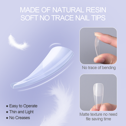 SheSlay Gel X Nail Tips – Pre-Shaped Soft Gel Nail Extensions | Medium to Short Length | DIY Salon-Quality Nails at Home | Includes Nail Glue, Remover, Buffer & File - SHESLAY