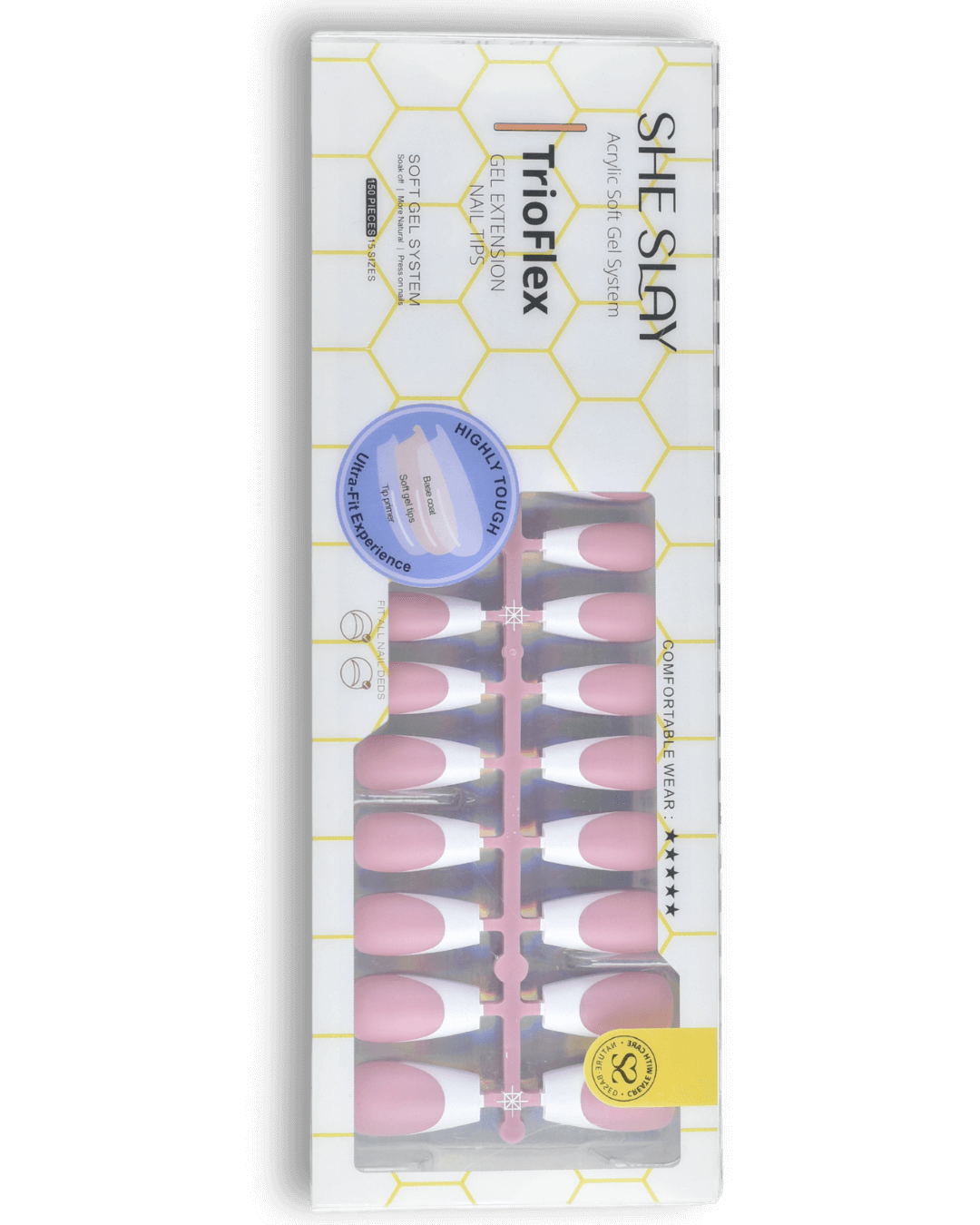 Sheslay TrioFlex Press-On Nails in Pink - Flexible Gel Technology for Comfortable, Natural-Looking Wear (1080x1050 PNG)