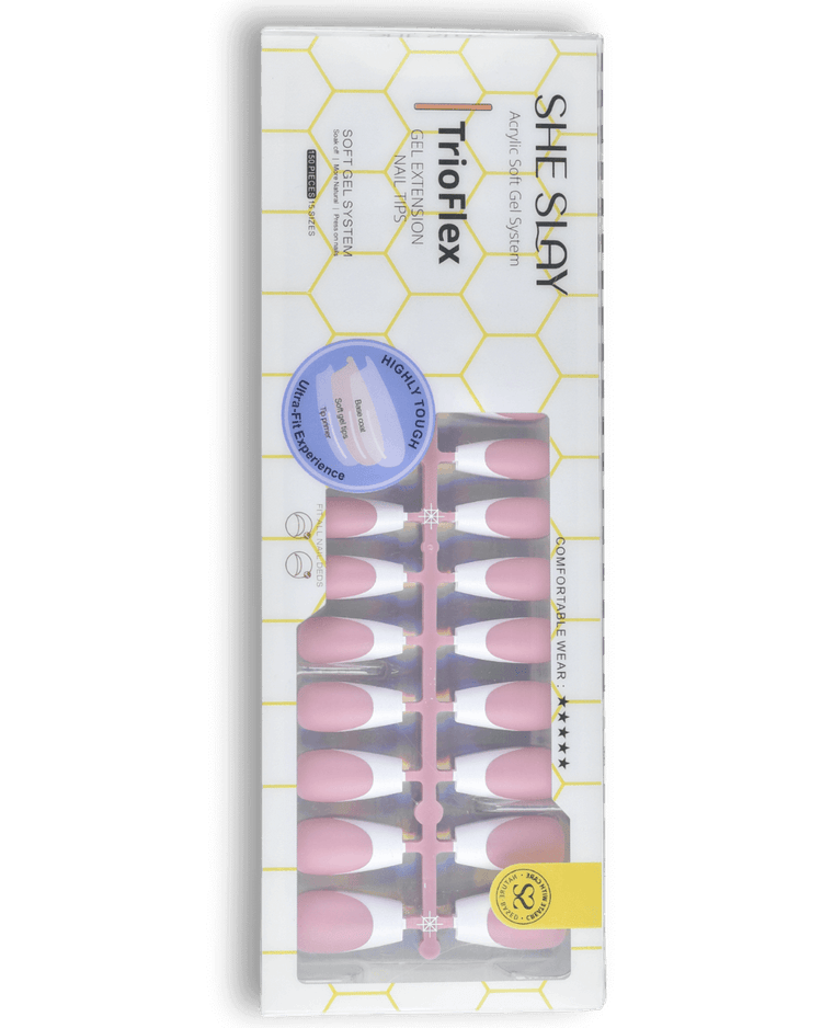 Sheslay TrioFlex Press-On Nails in Pink - Flexible Gel Technology for Comfortable, Natural-Looking Wear (1080x1050 PNG)