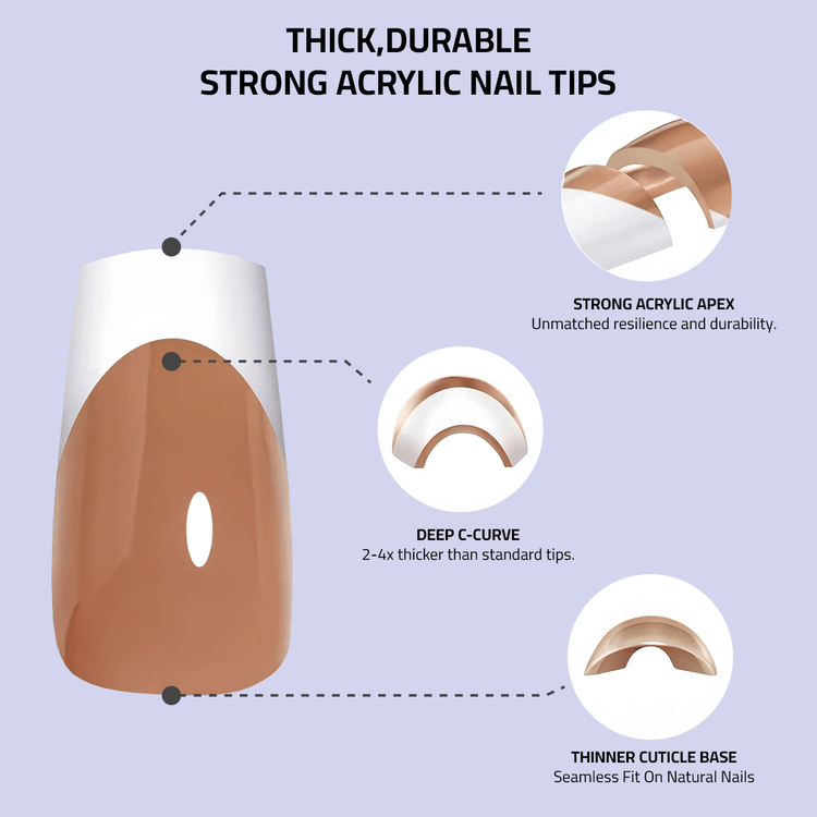 Sheslay Thick & Durable Acrylic Nail Tips - Professional Strength Press-Ons with Natural Flush Fit (1080x1080 PNG)
