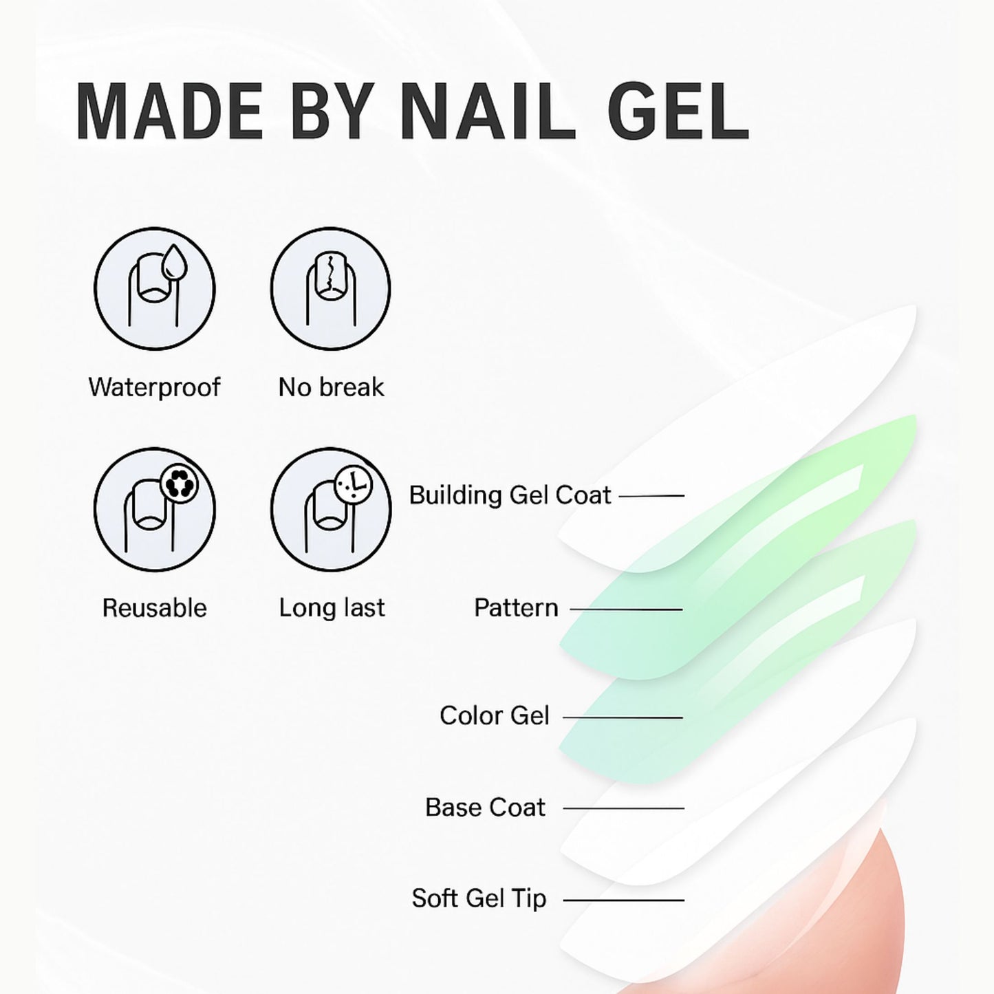 Rose--Almond-Soft Gel Press On Nail-30pcs