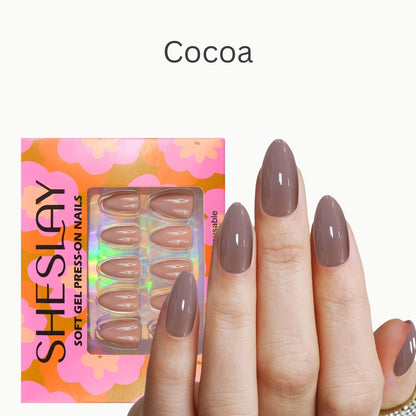 Cocoa-Almond-Soft Gel Press On Nail-30pcs