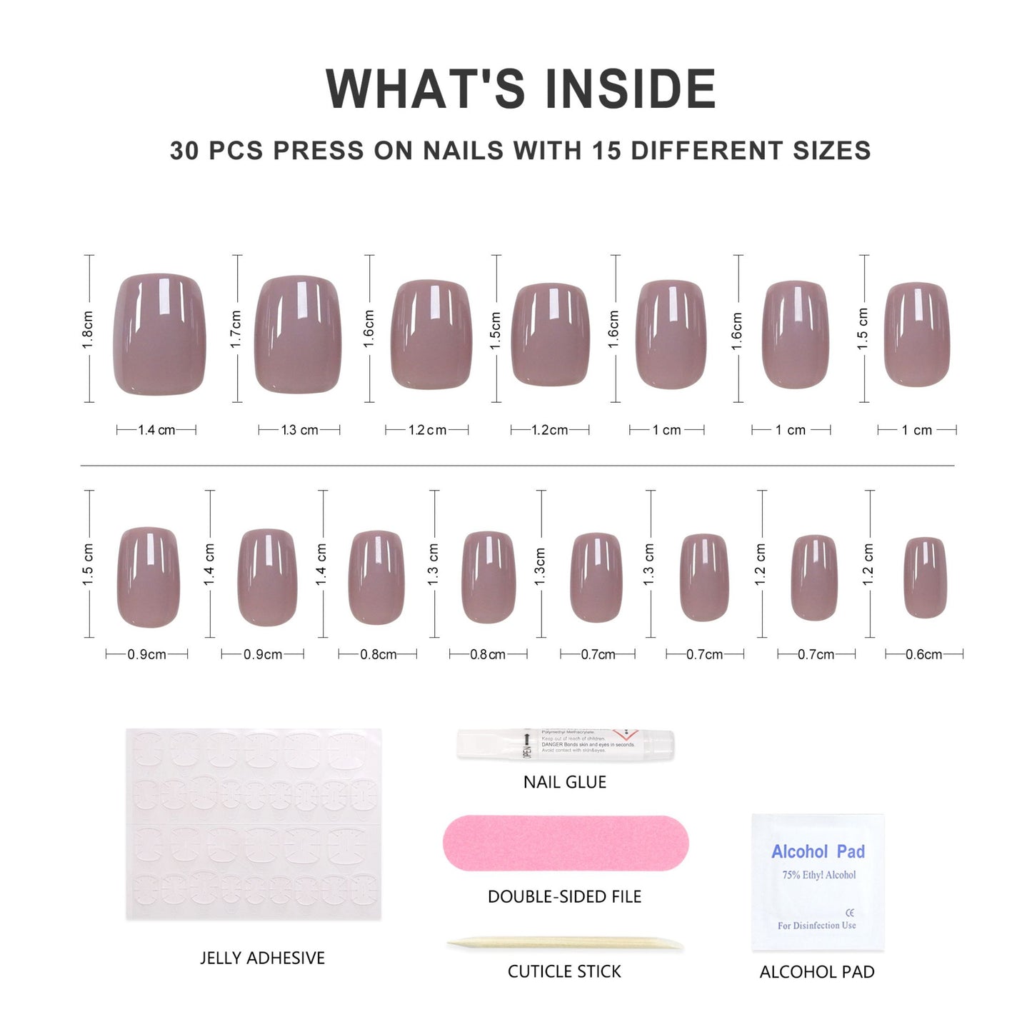 Latte-Square-Soft Gel Press On Nail-30pcs