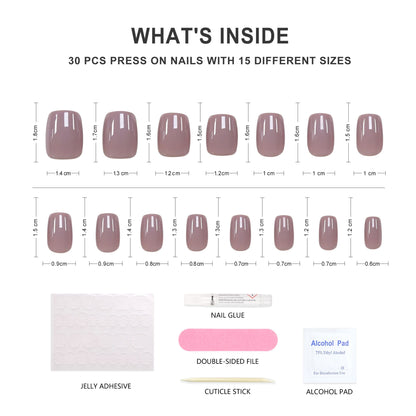 Latte-Square-Soft Gel Press On Nail-30pcs