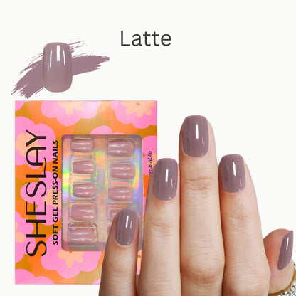 Latte-Square-Soft Gel Press On Nail-30pcs