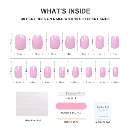 Macaron-Square-Soft Gel Press On Nail-30pcs