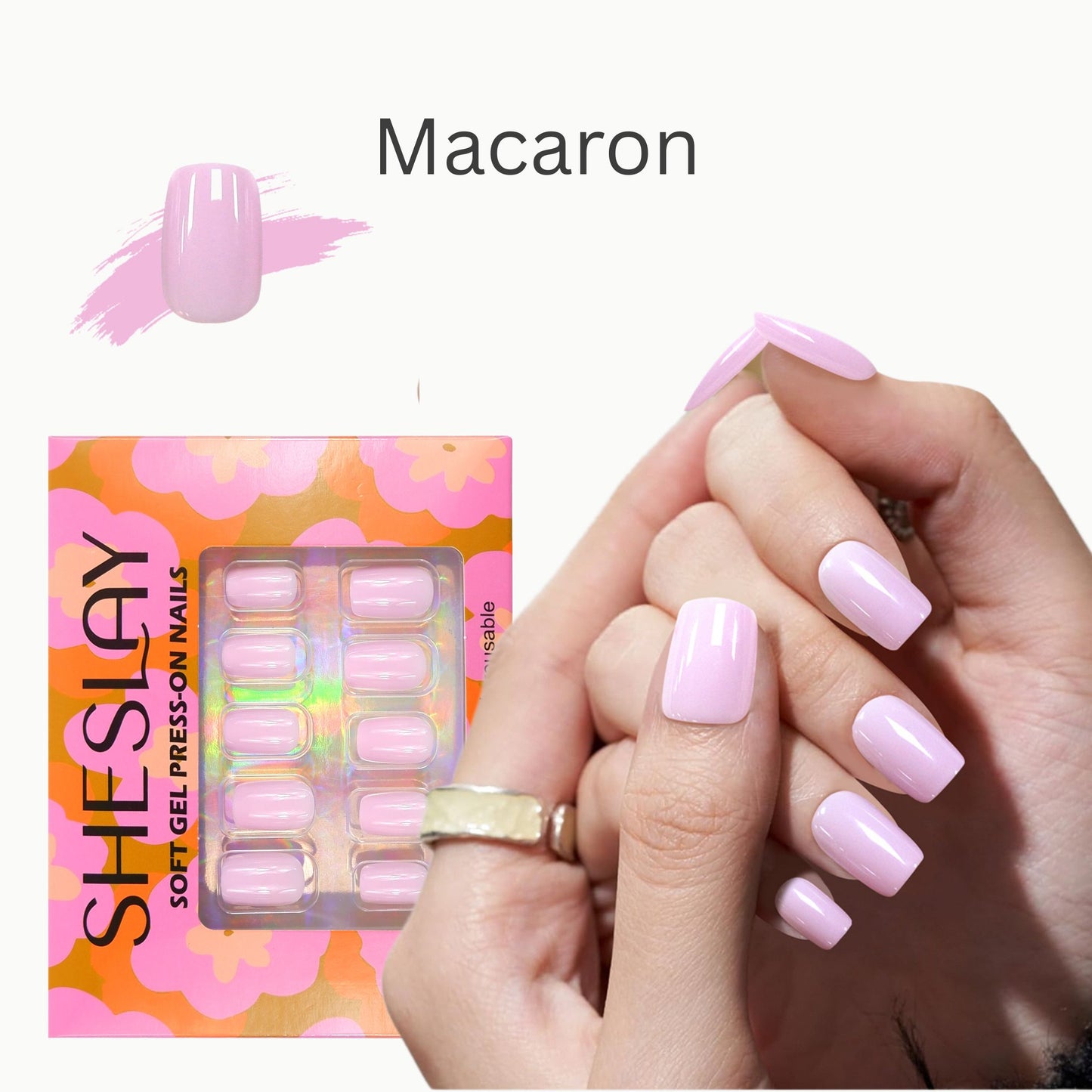 Macaron-Square-Soft Gel Press On Nail-30pcs