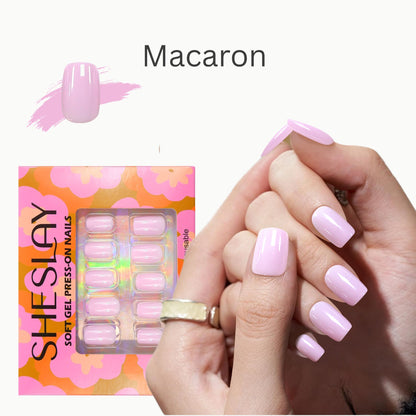Macaron-Square-Soft Gel Press On Nail-30pcs