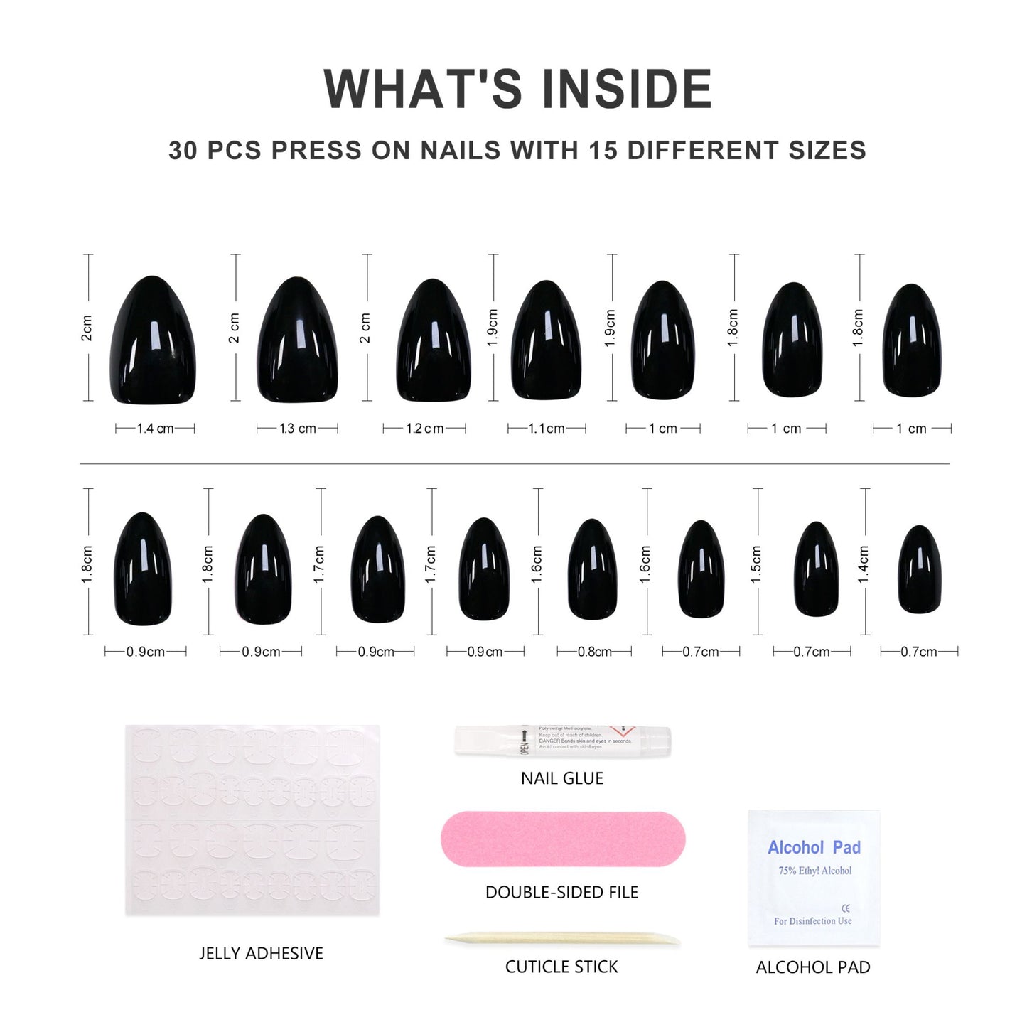 Noiréa-Almond-Soft Gel Press On Nail-30pcs