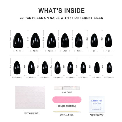 Noiréa-Almond-Soft Gel Press On Nail-30pcs