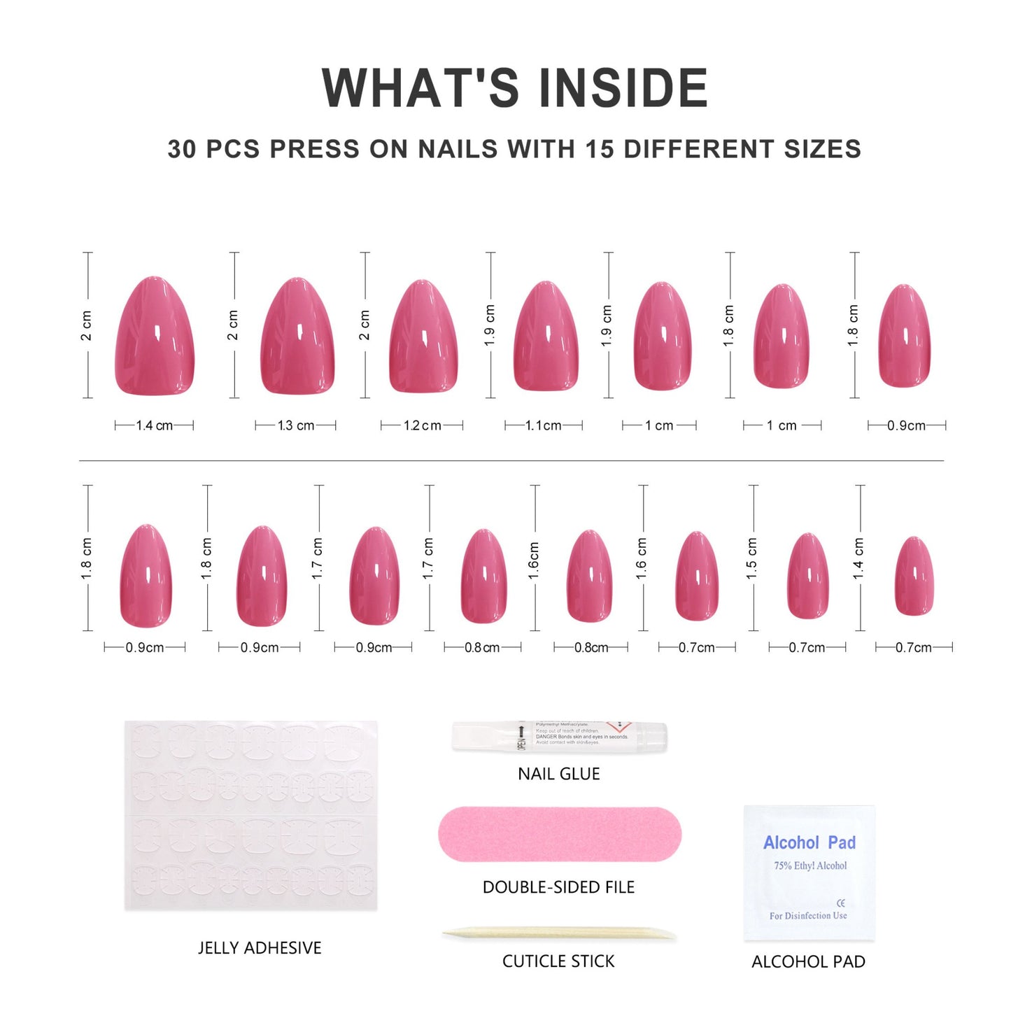 Rose--Almond-Soft Gel Press On Nail-30pcs
