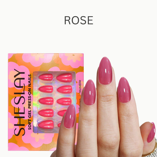 Rose--Almond-Soft Gel Press On Nail-30pcs