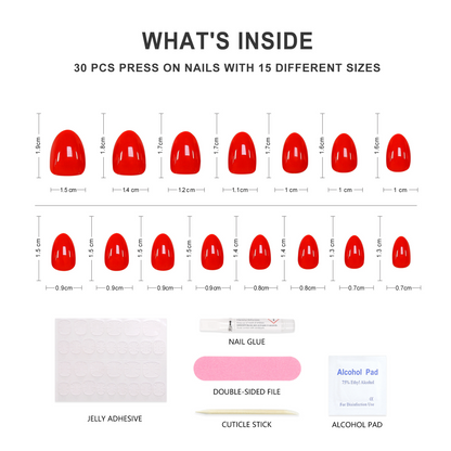 Rouge-Almond-SheSlay Soft Gel Press-On Nails – 30pcs Full Kit