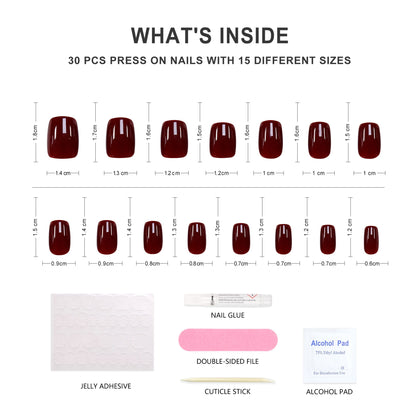 Sangria-Square-Soft Gel Press On Nail-30pcs