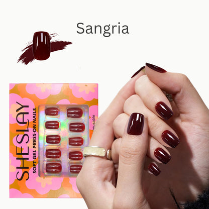 Sangria-Square-Soft Gel Press On Nail-30pcs