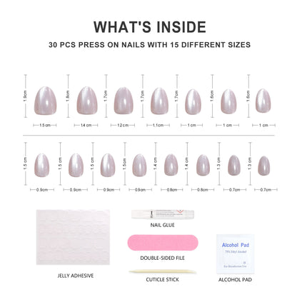 Silven-Almond-Soft Gel Press On Nail-30pcs