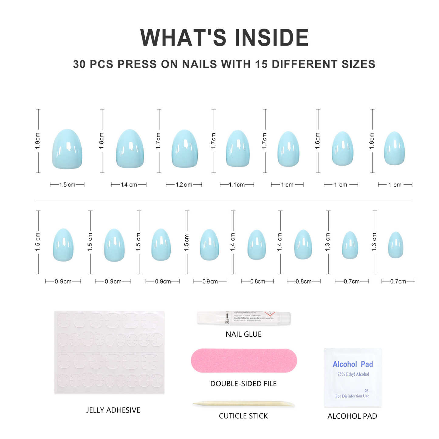 Sky Glaze-Almond-Soft Gel Press On Nail-30pcs