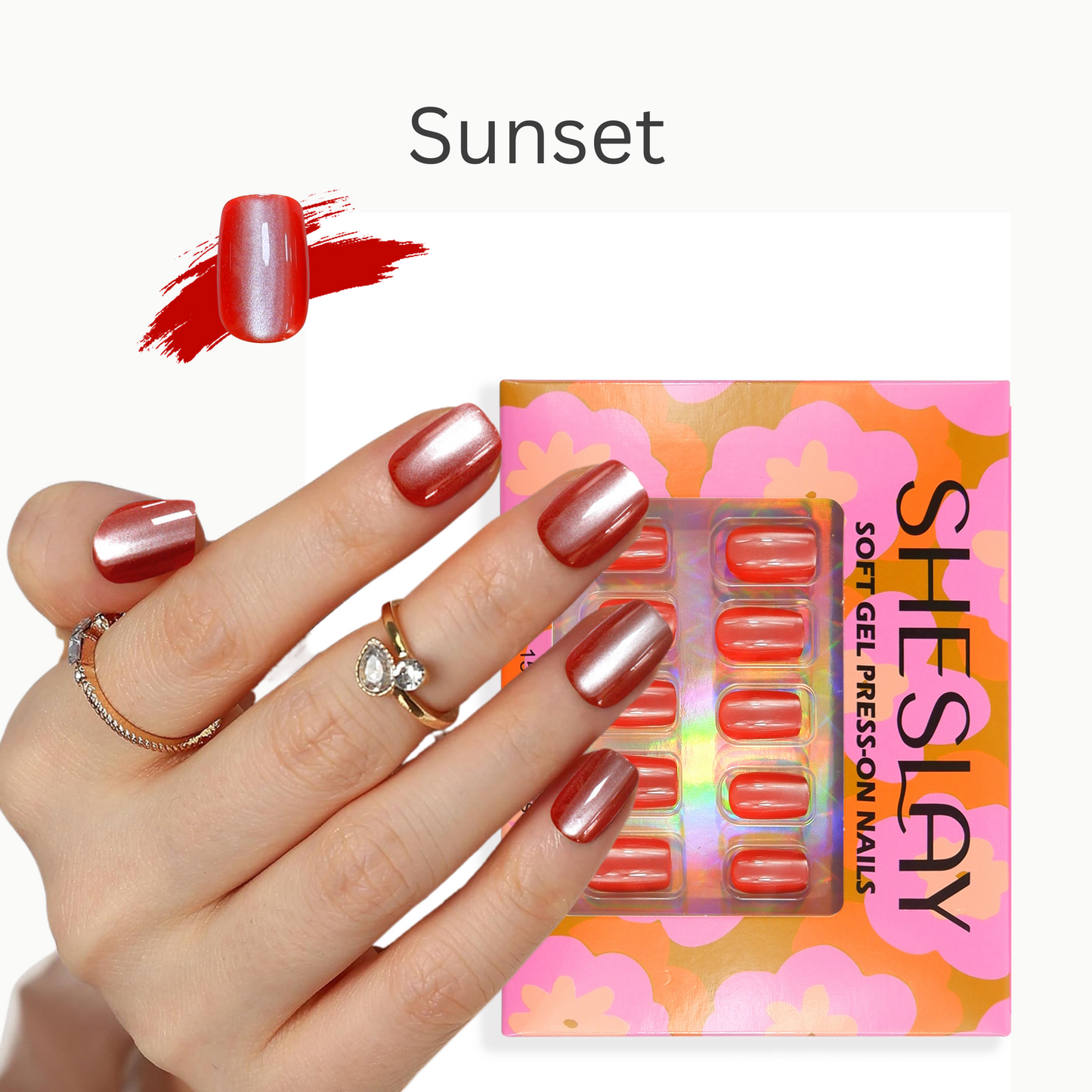 Sunset-Square-Soft Gel Press On Nail-30pcs