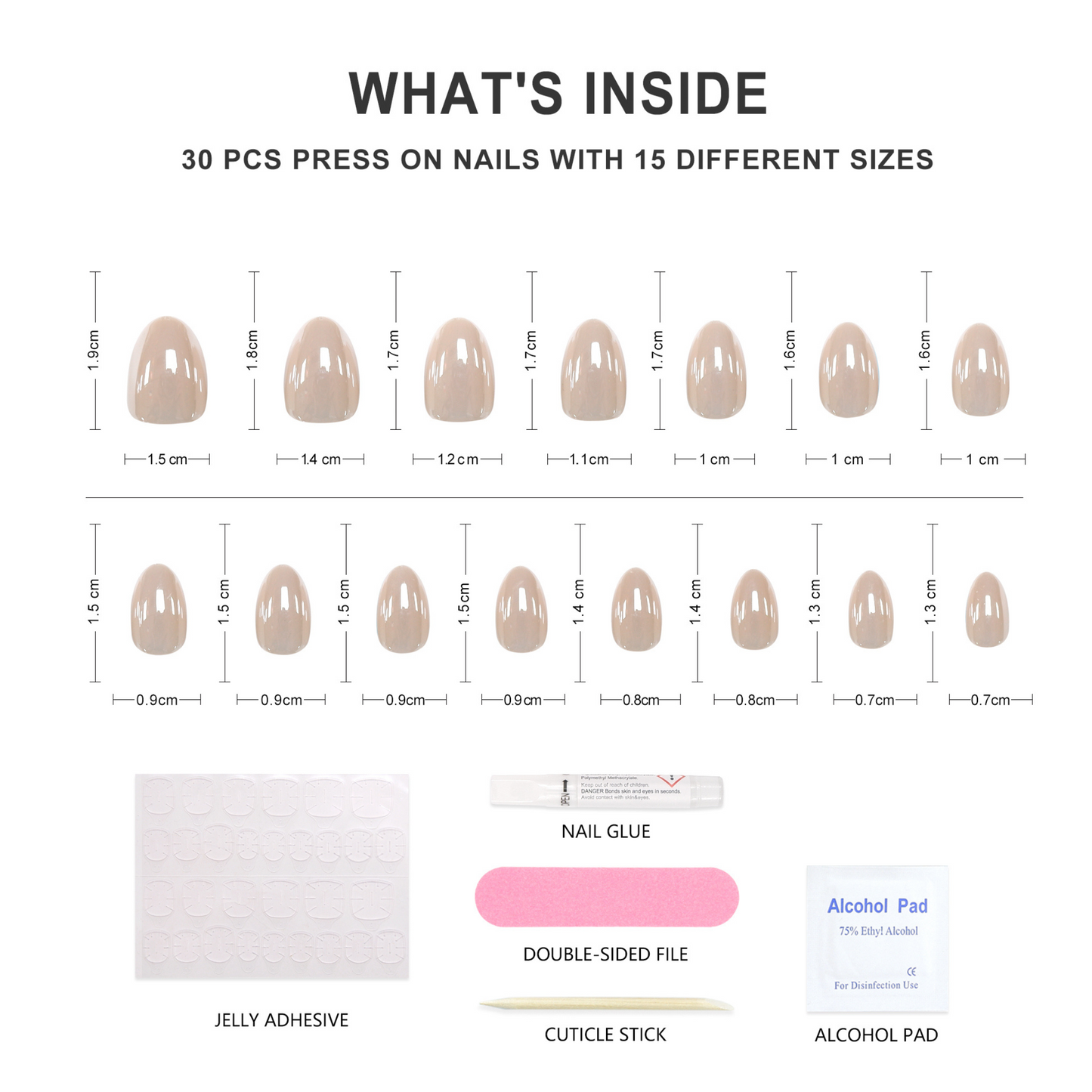 Truffle Silk-Almond-Soft Gel Press On Nail-30pcs