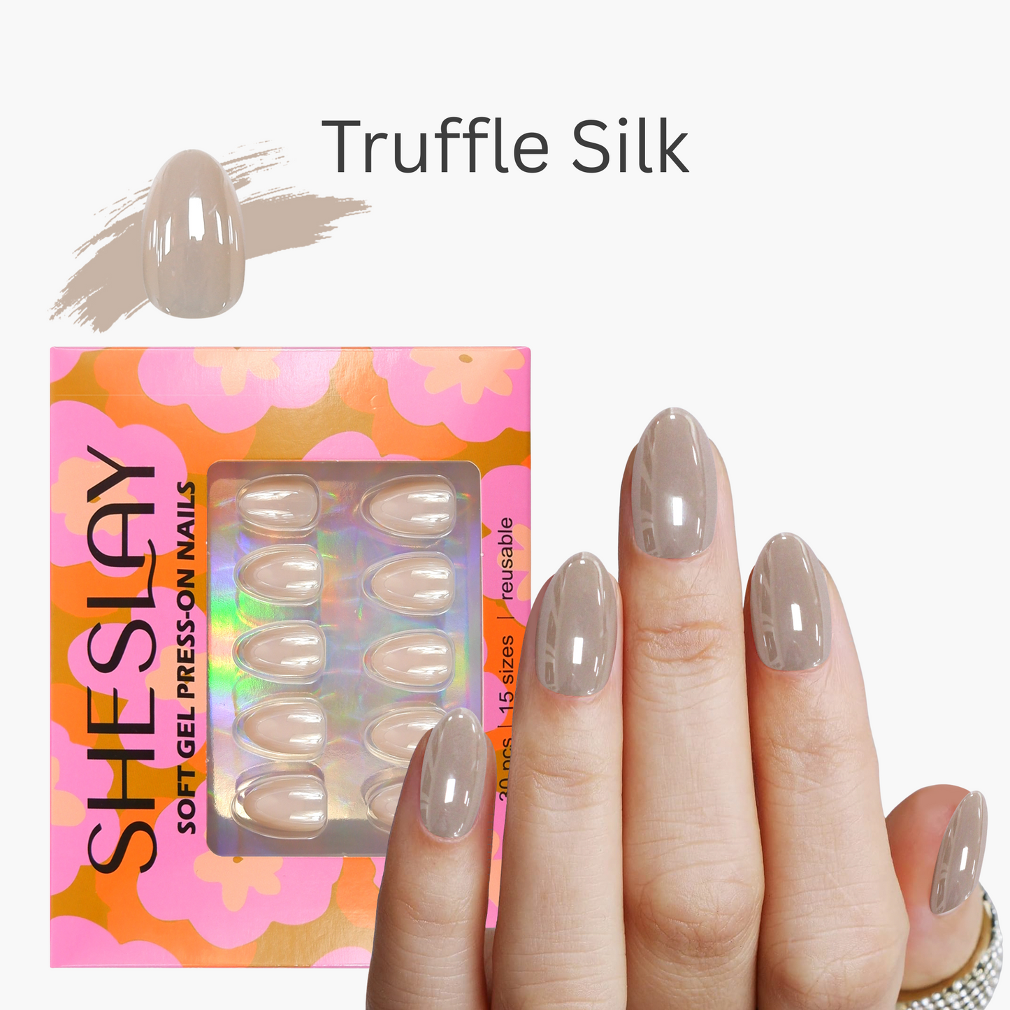 Truffle Silk-Almond-Soft Gel Press On Nail-30pcs