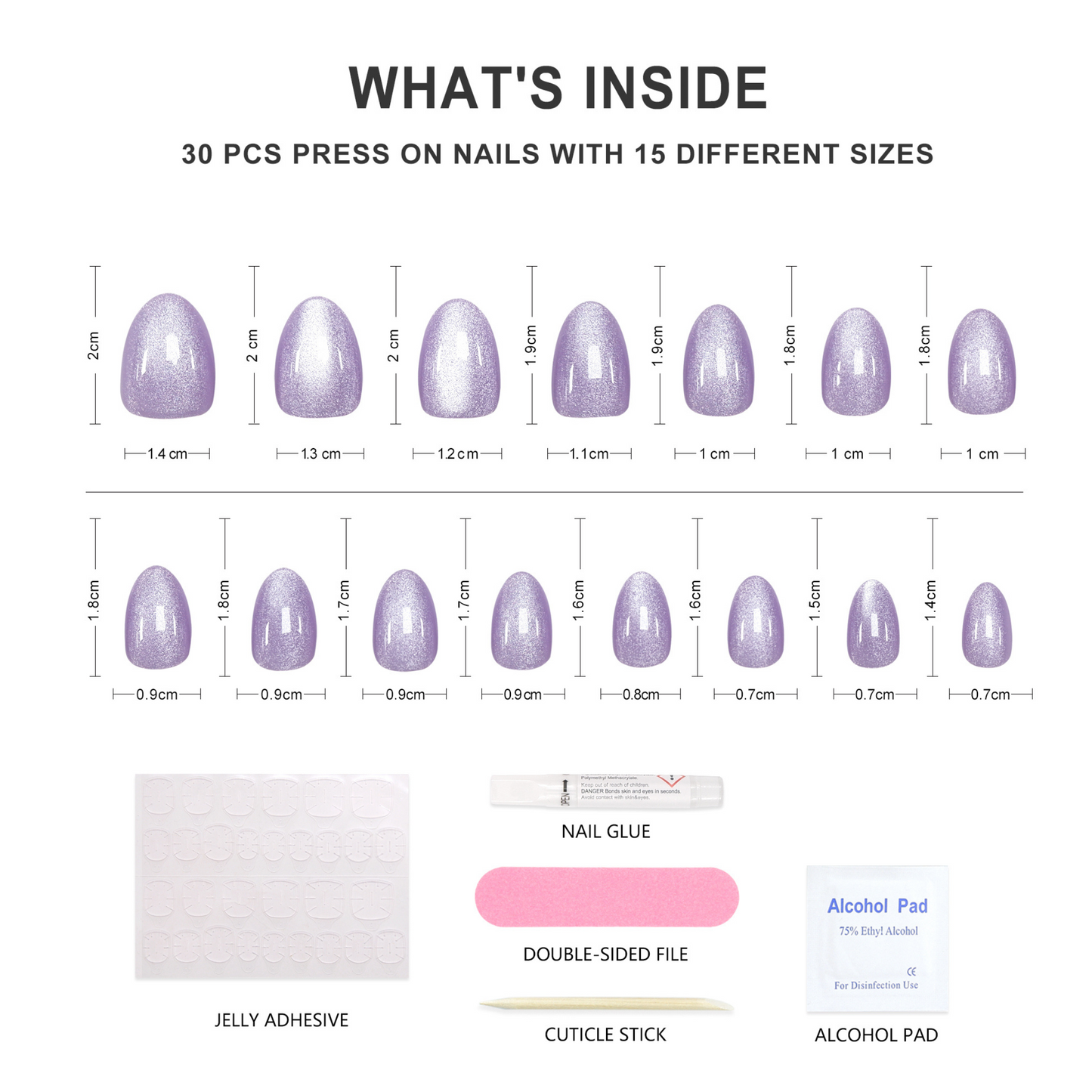 Violet-Almond-Soft Gel Press On Nail-30pcs