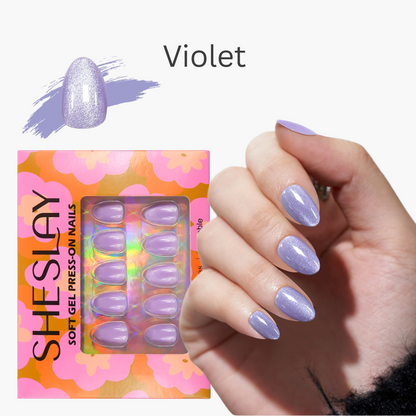 Violet-Almond-Soft Gel Press On Nail-30pcs