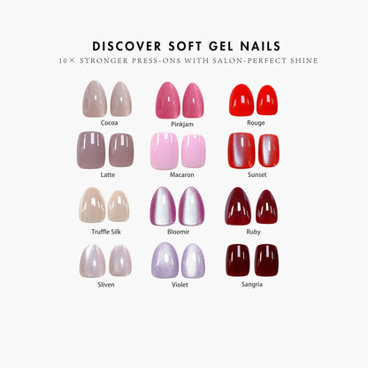 SheSlay Soft Gel Press-On Nails – 30pcs Full Kit