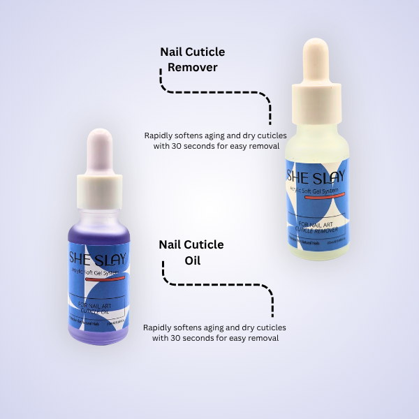 SheSlay 15ml Nail Cuticle Remover & Cuticle Oil Set – Softens, Nourishes & Protects
