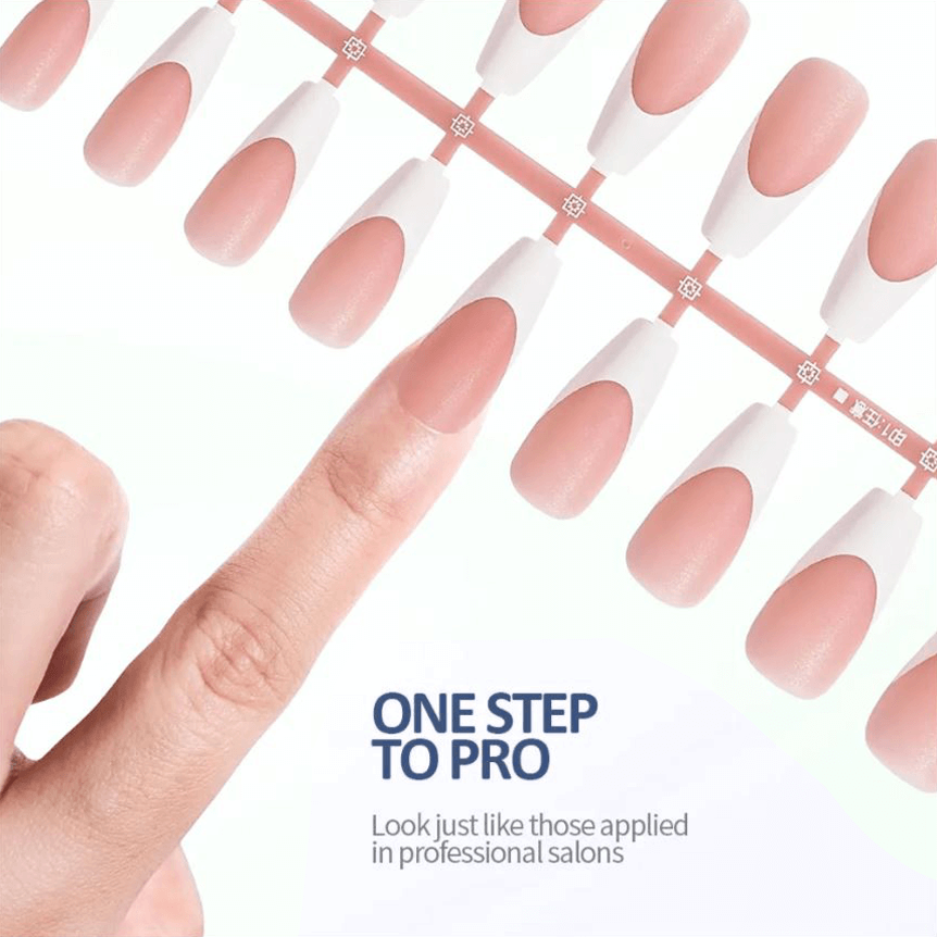 sheslay Pro French Tip Press-On Nails – One-Step Salon Application for Instant Professional Manicures at Home