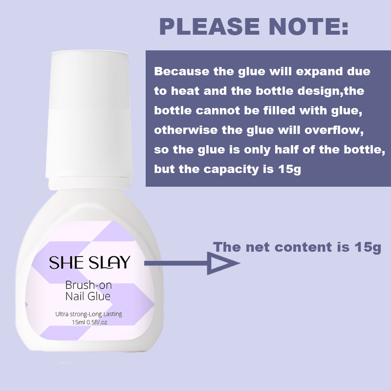 Sheslay Professional Nail Glue - 15g Strong-Hold Adhesive for Press-On Nails with Anti-Overflow Bottle Design (800x800 PNG)