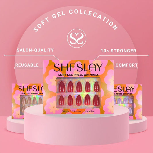 SheSlay Soft Gel Press-On Nails – 30pcs Full Kit